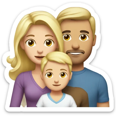 Brunette mom and blonde dad and blonde baby boy sticker