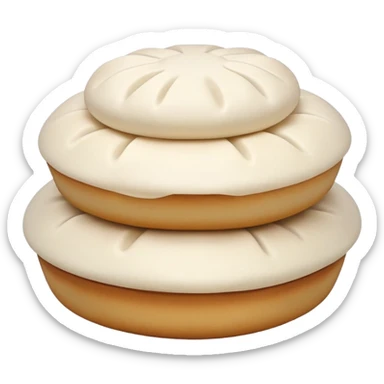 Tianjin Goubuli steamed buns with pinched top, simplified emoji style with bold outlines and bright colors, cartoon style Chinese baozi sticker