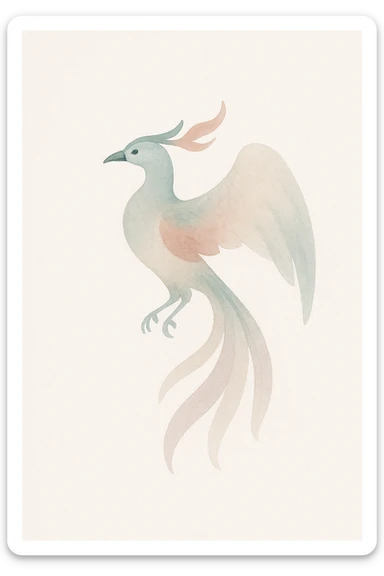 phoenix watercolor art style sticker