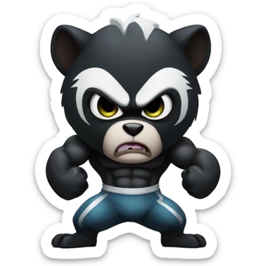 bodybuilder skunk angry sticker
