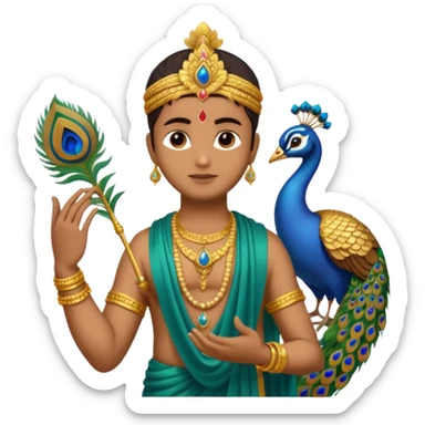lord murugan with peacock and vel sticker