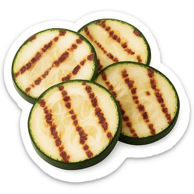 Realistic style grilled zucchini rounds, natural details, no background. sticker