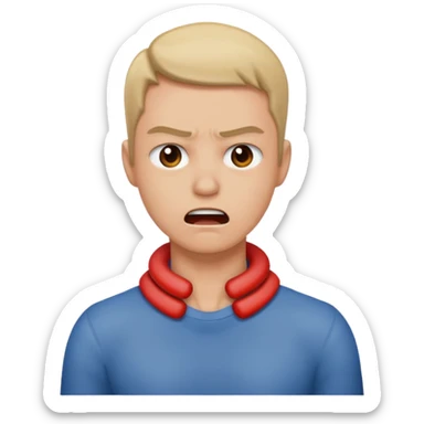 Someone grabbing their own neck angrily sticker