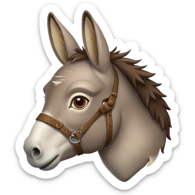 Ein behindert aussehender Eselkopf. Seine Augen sollen in verschiedene Richtungen Blicken  sticker