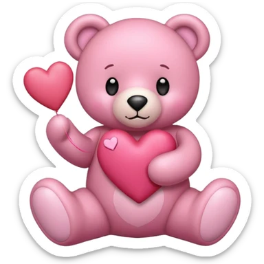 pink teddy bear with hearts sticker