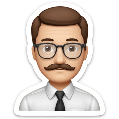 A person with a very square mustache and a side part  sticker