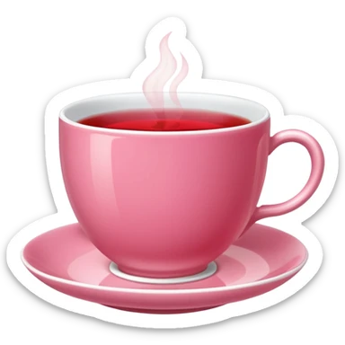Pink tea cup with strawberry tea in it sticker