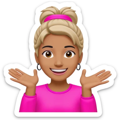 "A dancer in neon pink and black outfit with a smile and a look of surprise." sticker