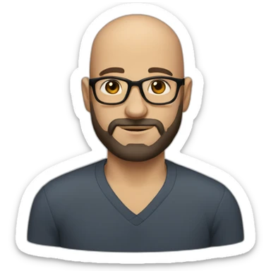 Almost bald dark haired 40 year old man with beard and glasses sticker
