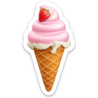 pretty light pink ice cream cone with strawberries sticker