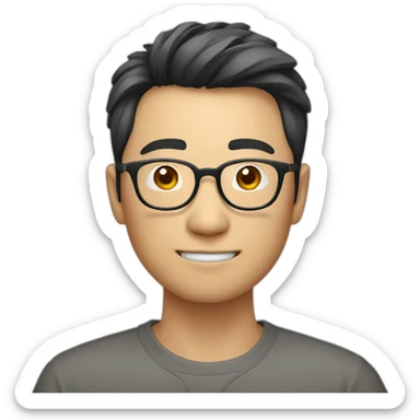 Oh Chinese guy wear glasses showing a thank you sign sticker