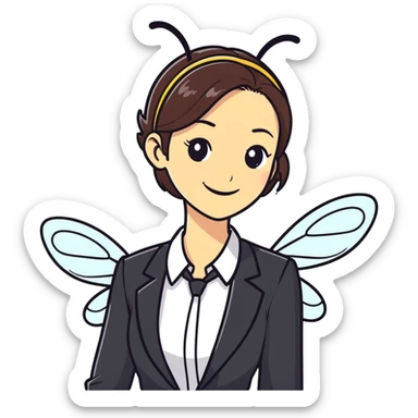 a bee girl in an office suit sticker