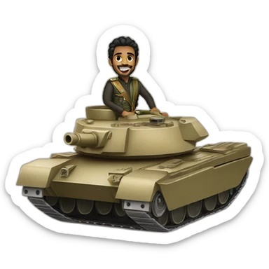 Prince from Saudi Arabia riding on a tank, smiling sticker