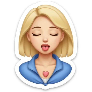 girl hands around  her neck with eyes closed with tongue out sticker