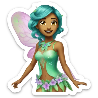 Flora the latina fairy of nature in her enchantix fairy clothing winx club sticker