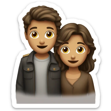 Un garçon et deux jumelles brunes  sticker