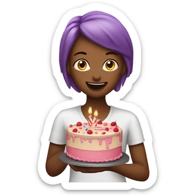 Birthday girl eating cake sticker