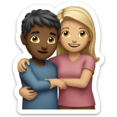 a boy and a girl hugging  sticker