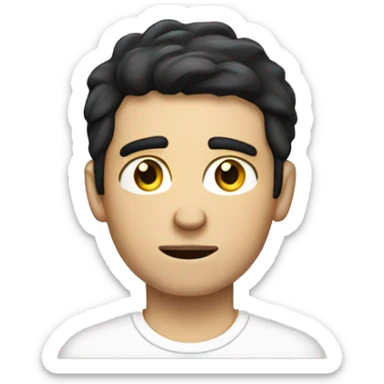 dark haired trimmed white bored young man sticker