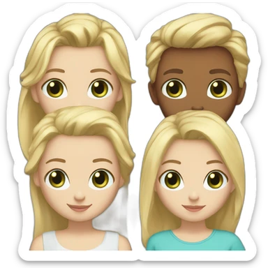 2 boys blonde hair blue eyes 2 girls blond hair blue eyes one man blond hair blue eyes one woman brown hair green eyes, white skin sticker