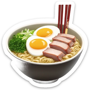 A bowl of ramen with someone eating it sticker