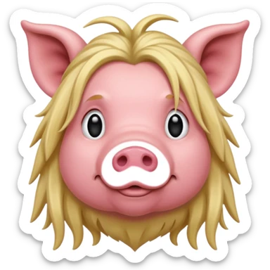 long dreadlock blonde haired pig sticker