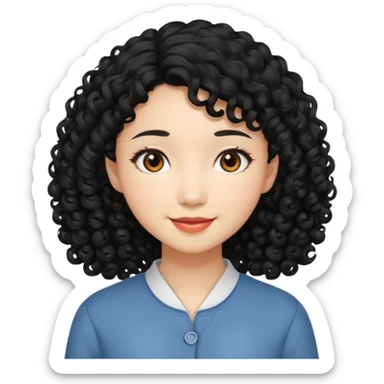 Asian girl with black curly hair sticker