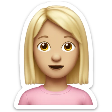 pink pig with medium blonde hair bangs sticker