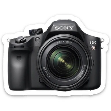Simple DSLR camera, minimal details, basic shape of a Sony camera, clean design sticker