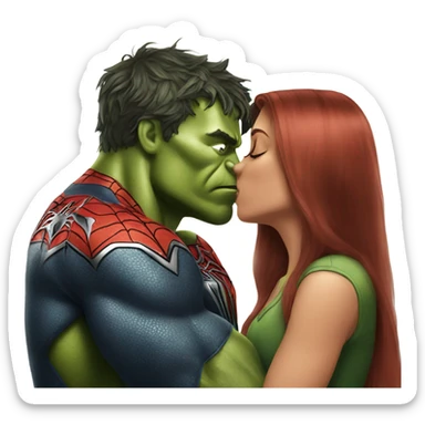 Spiderman kiss hulk sticker