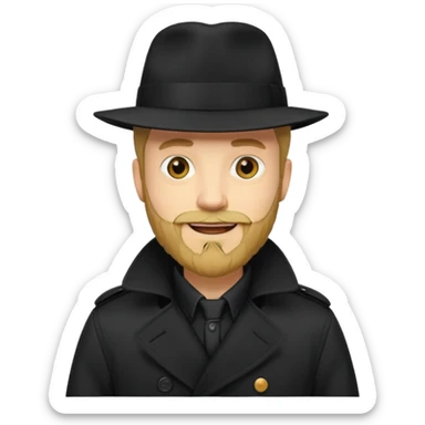 yellow bearded man in black in black trenchcoat  sticker