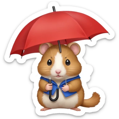 hamster holding an umbrella sticker