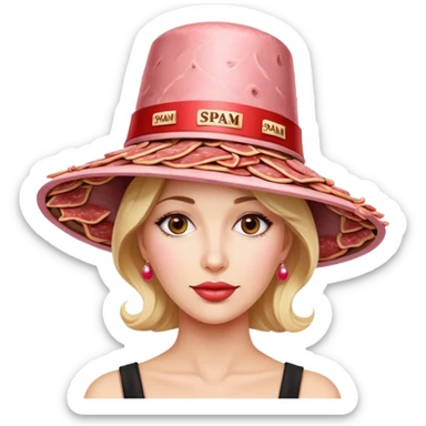 paris woman in fancy hat made of SPAM MEAT sticker