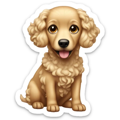 Small blonde curly dog sticker