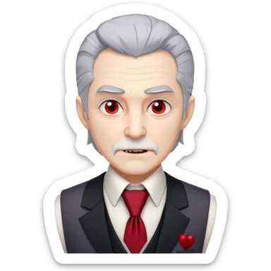  {
      "type": "human",
      "look": "old vampire lord, gray hair, formal vest, crimson tie",
      "description": "an old vampire lord with gray hair wearing a formal vest and crimson tie"
    } sticker