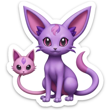 Purrloin-Espeon-Skitty-Pokémon-Fakémon-hybrid-creature (full body) sticker