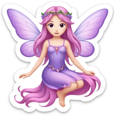 Lilac and pink fairy with wings but you can see her whole body and make her super pretty with long hair and long legs  sticker