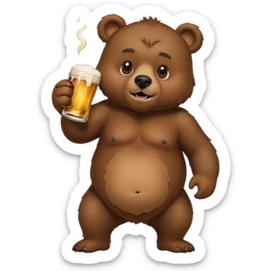 ours qui boit de la bière, saoul sticker