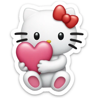 Hello kitty holding a heart  sticker