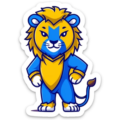 The Beast from Beauty and the Beast, fierce lion-like creature with horns and royal blue outfit sticker