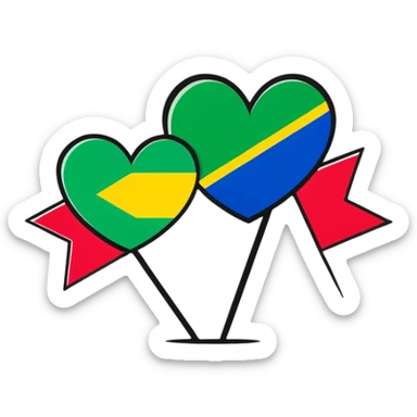 a heart with two flags inside: Brazil and Russia sticker