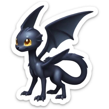 Cute cool shiny fantasy dark-shadow-themed animal hybrid Fakemon full body sticker