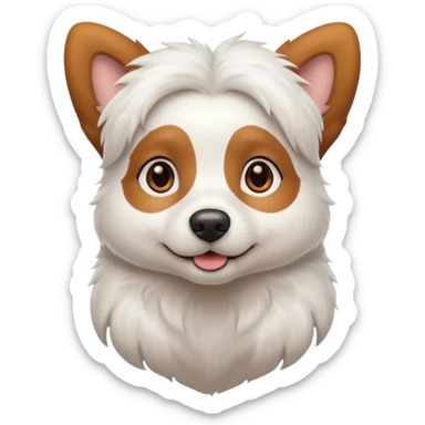 White dog with brown eyes and some long white body and white ears with brown spots curved on the sides sticker