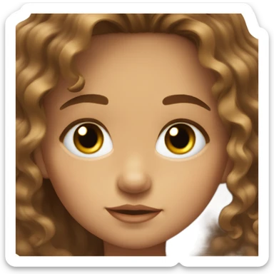 Tan skin toddler wavy hair brown eyes brown hair long eyelashes on a floating sticker