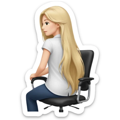 Woman from the Back of head with long hair sitting on an office chair sticker