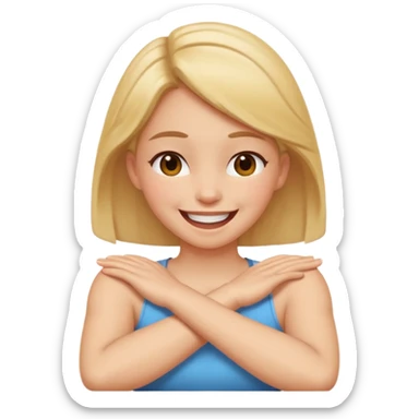 Arms crossed holding neck laughing girl sticker