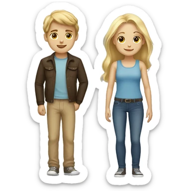 blonde girl and brown hair boy dating sticker