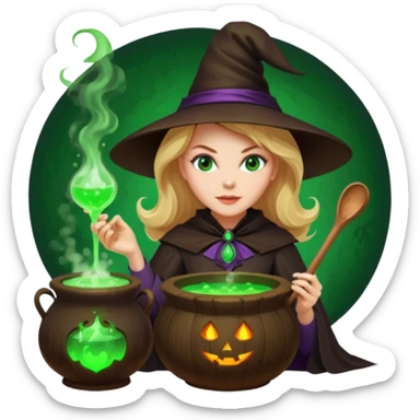 Nicole Kidman making green glowing potion in witch costume sticker