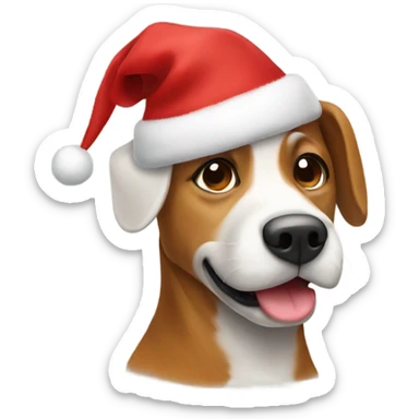 Dog with Christmas hat sticker