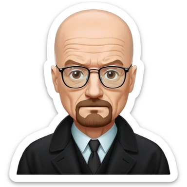 Walter white in coat and black glasses  sticker